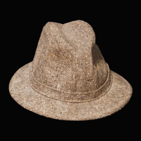 Totes Vintage Brown Tweed Wool Blend Fedora Hat Men’s Medium - Picture 1 of 8